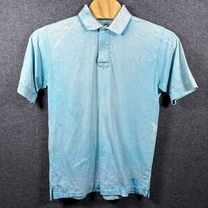 VintagFairway Blues Tie Dye Washed Mens Light Blue Polo Shirt Size Large